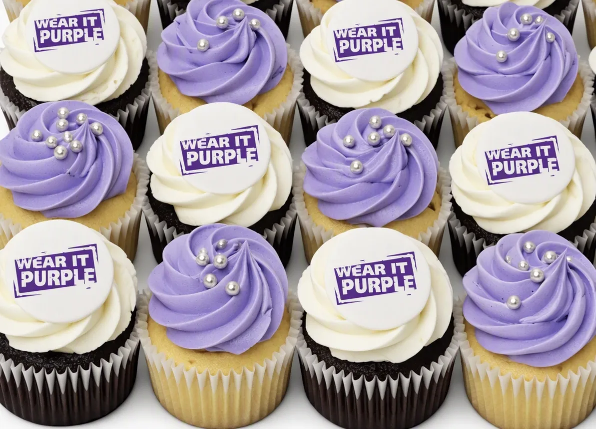 Wear it Purple day — hand-frosted by The Cupcake Desire, Melbourne