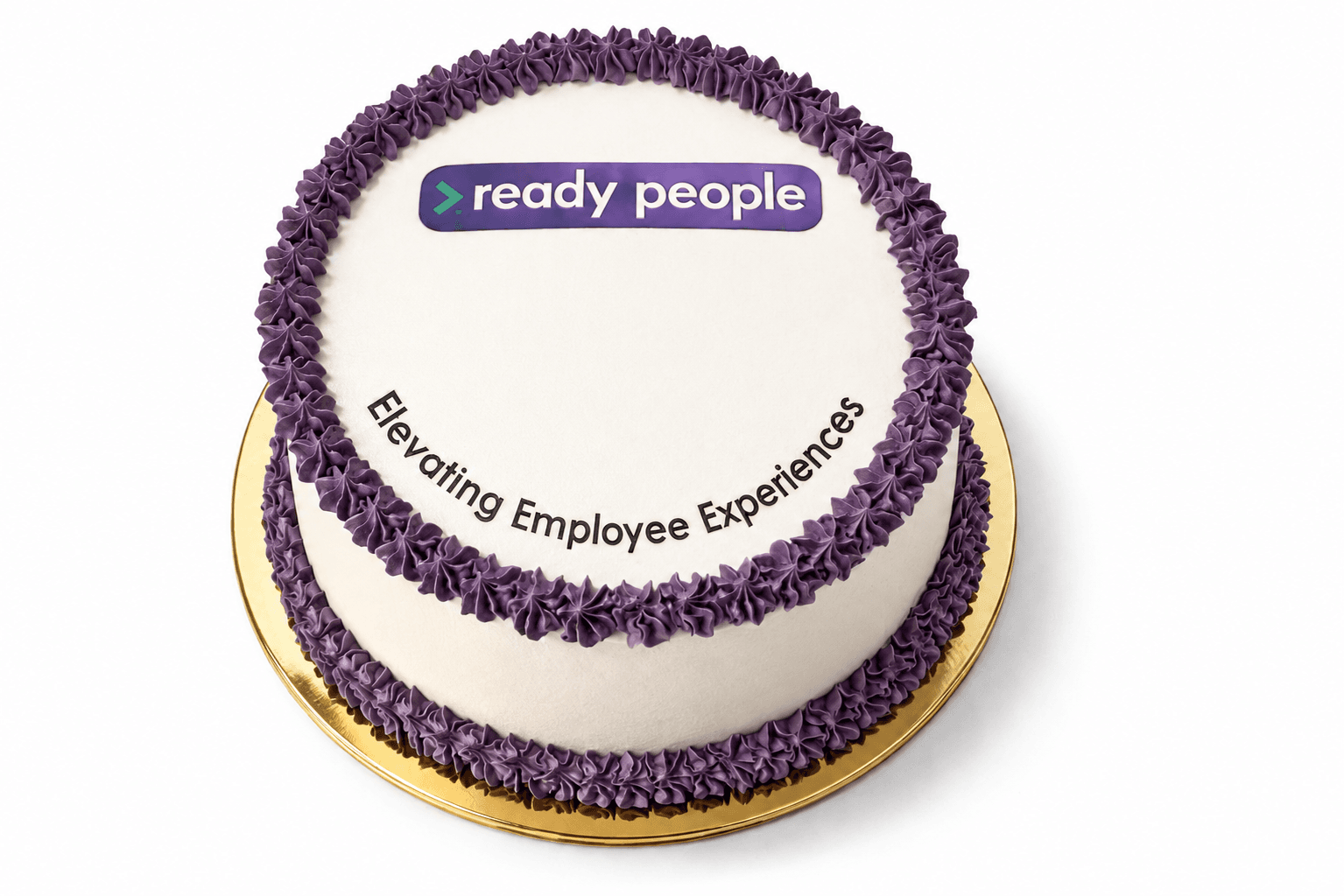 Corporate logo cake with edible logo and matching trim