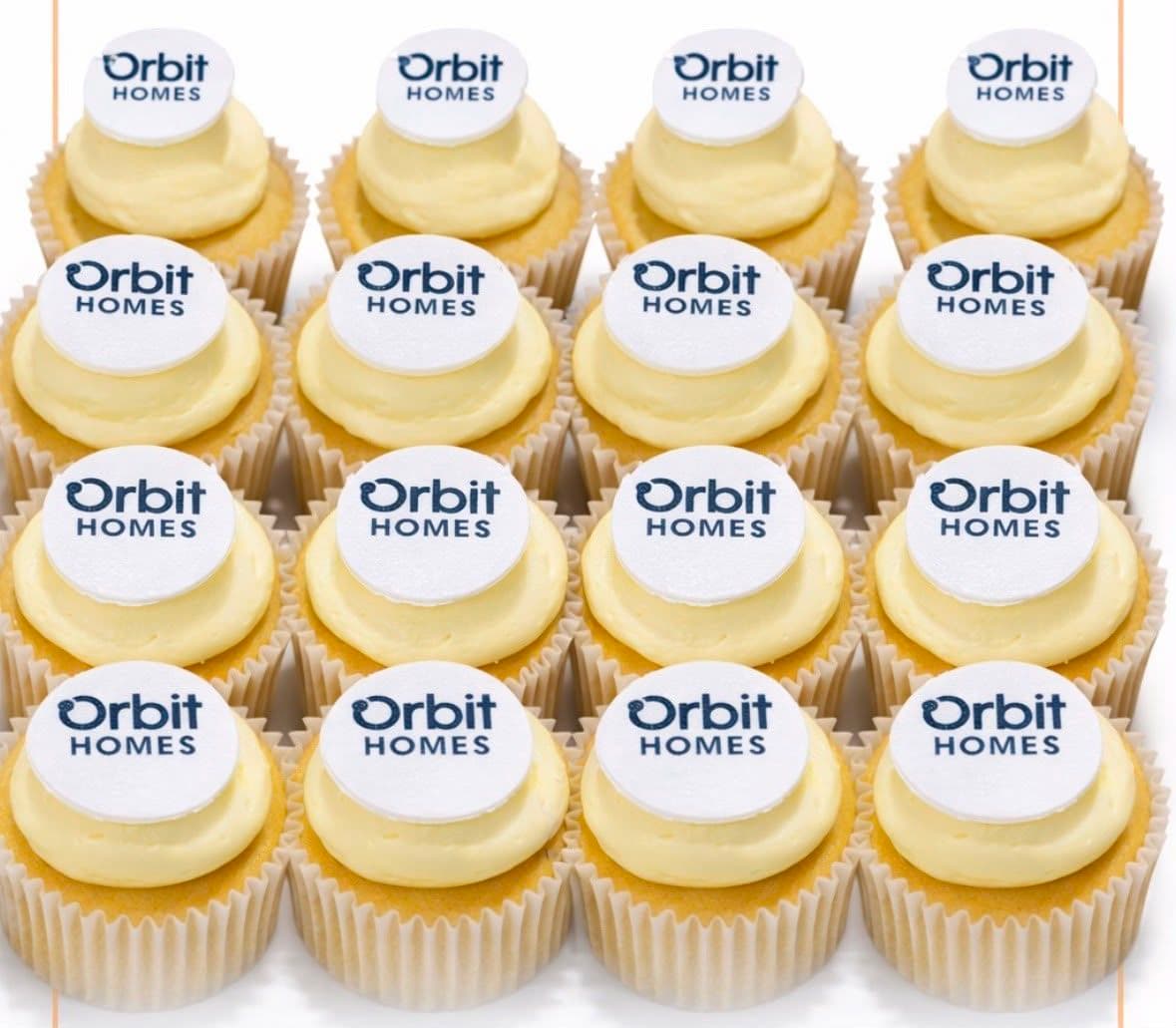 Corporate mini cupcakes with branded frosting