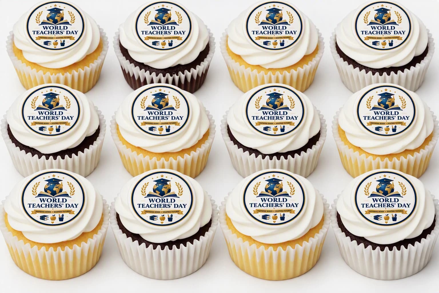 Box of 12 World Teachers Day Cupcakes — hand-frosted by The Cupcake Desire, Melbourne