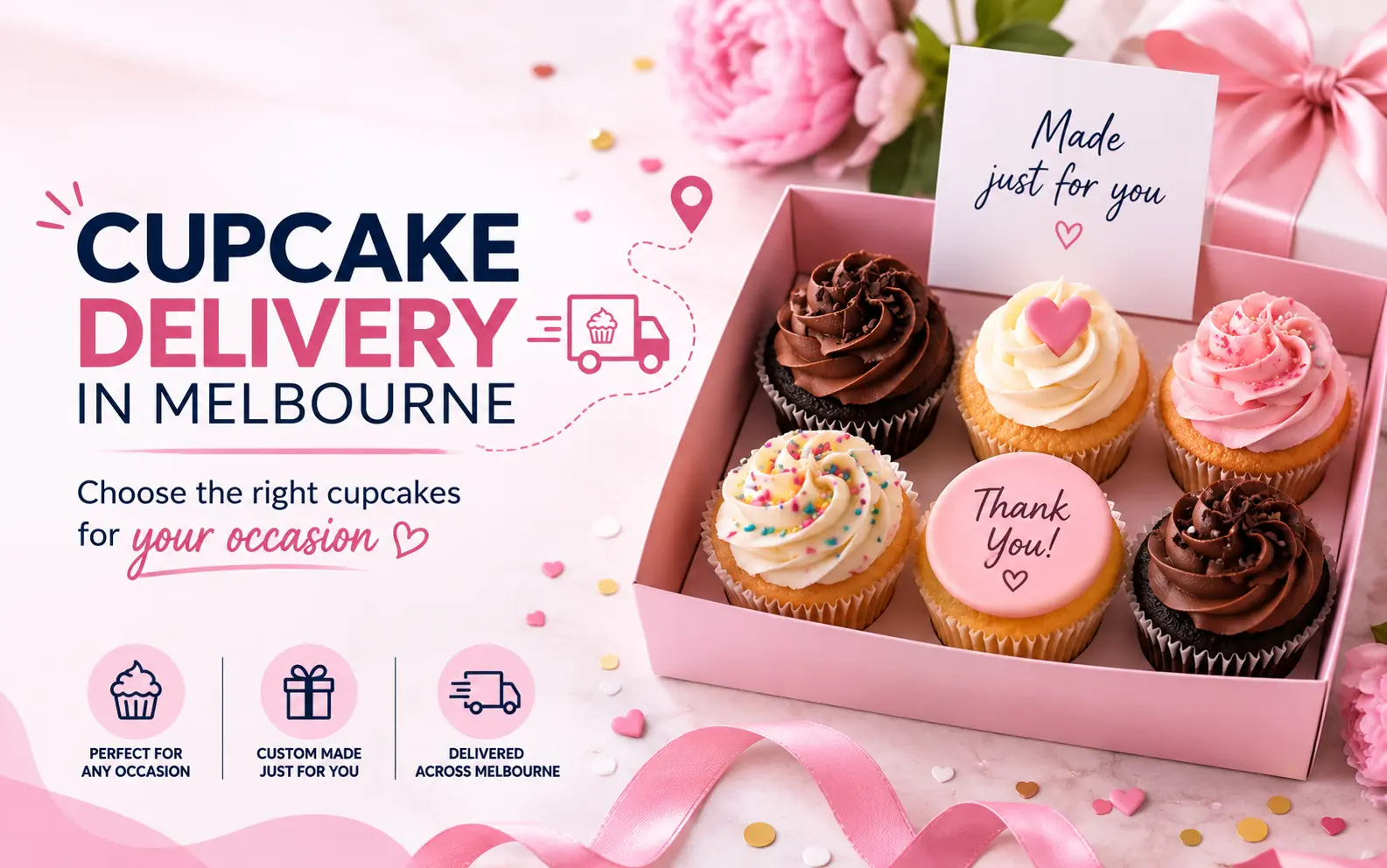 Cupcake delivery in Melbourne with assorted cupcakes for birthdays, events and celebrations