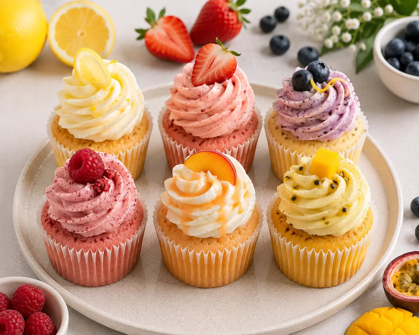 Seasonal fruit-inspired flavours — corporate vegan cupcakes Melbourne