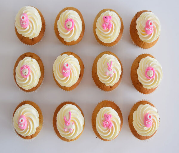 Box of 12 Baby Girl Cupcakes