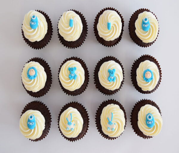 Box of 12 Baby Boy Cupcakes